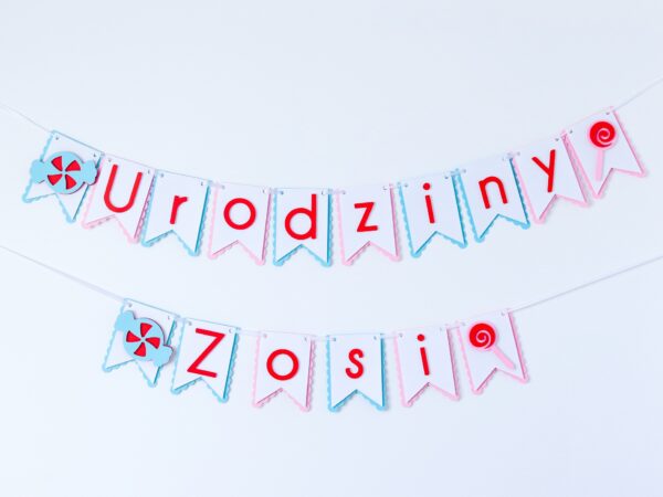 Banner z napisem urodziny Zosi