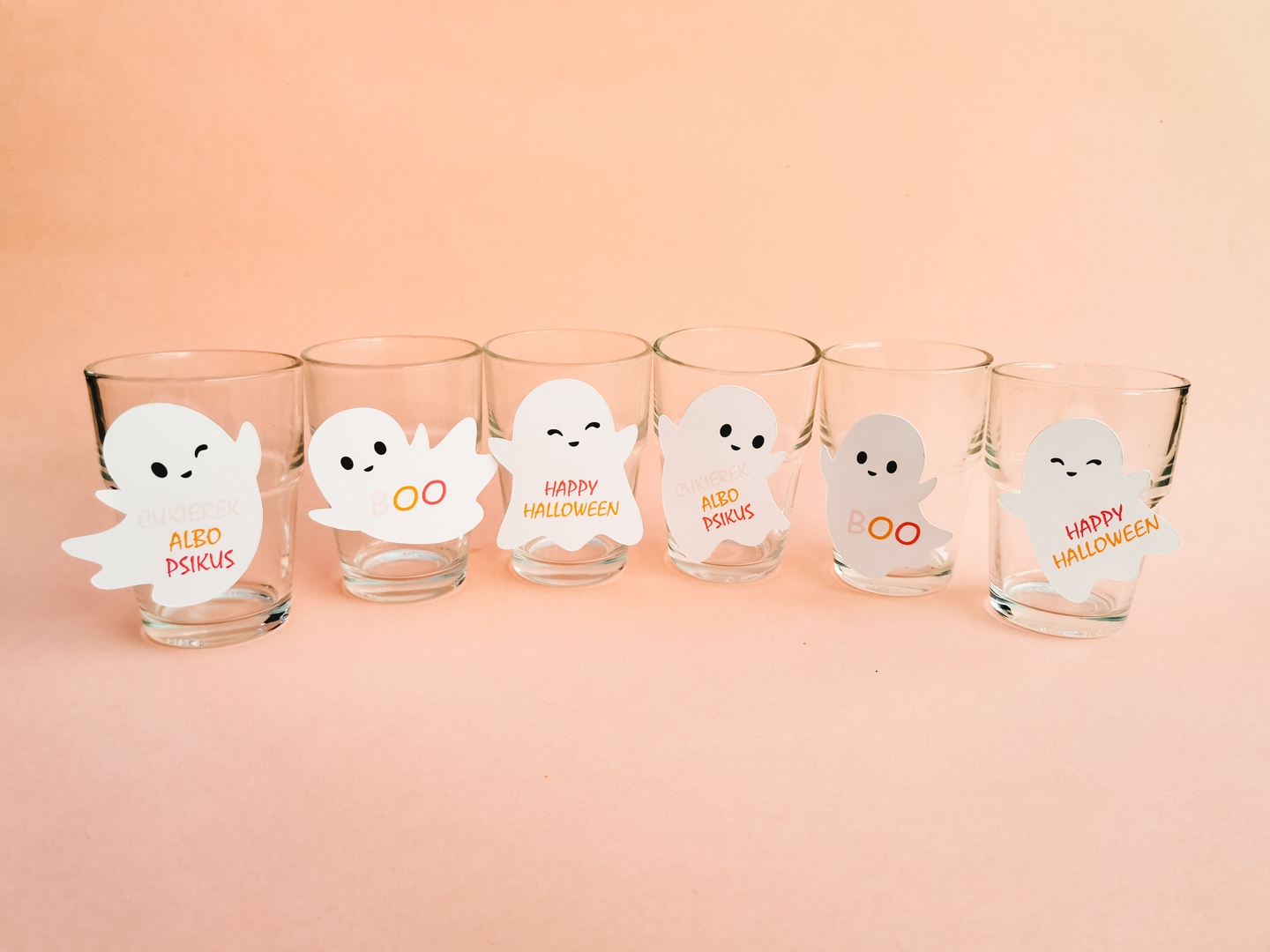 Znaczniki dekoracyjne na szklanki  – DUSZKI Halloween