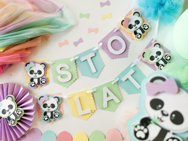 banner na urodziny dziewczynki panda