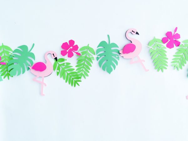 girlanda flamingi i liście egzoatyczne